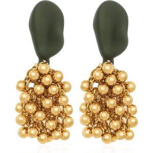Geometric Gold Balls Statement Vintage Cute Long Earring for Women Jewelry